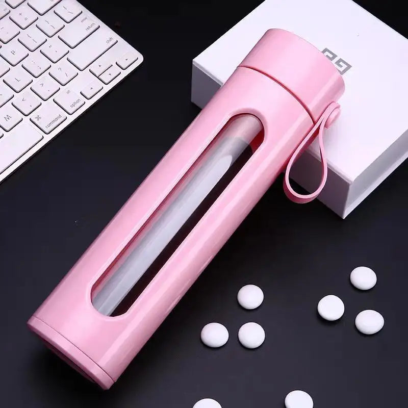 AIWILL Glass Water Bottle Portable double office cup