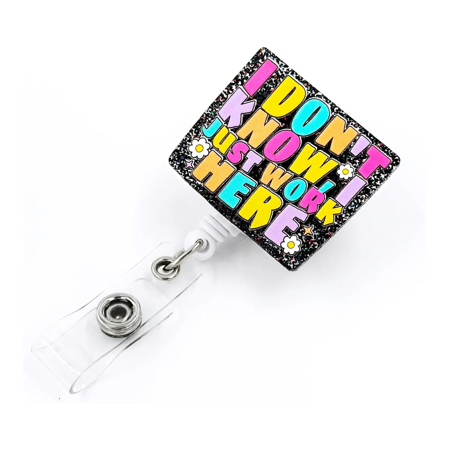 Glitter Acrylic Retractable Nurse Badge Reel