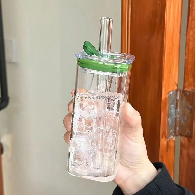 Glass with Large Straw Heat Resistant Water Cups