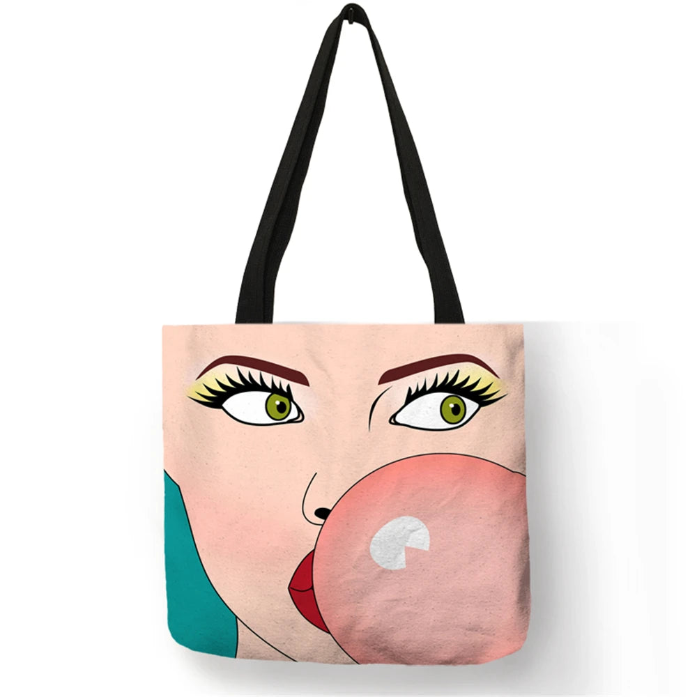 Unique Pattern Shoulder Bag Bolso Mujer Nurse Image Painting Eco Linen Practical Handbag for Daily Use Work Travel Ladies Girls