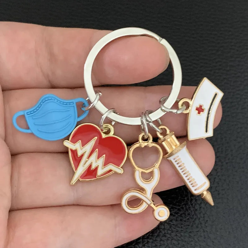Medical Tool Doctor Keychain Heartbeat Charm