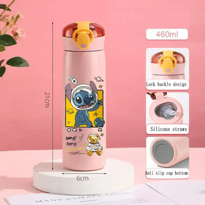 Portable Stainless Steel Bottle Straw Thermal Cup 460ml Cute