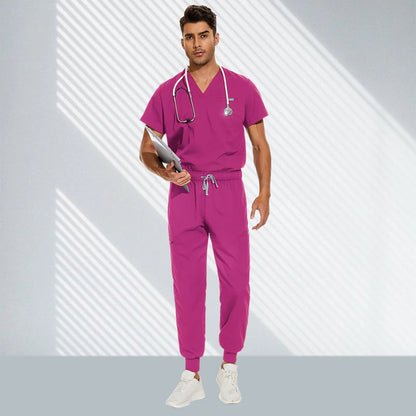 Hospital Doctor Nursing Set Unisex Casual Jogger Suits Short Sleeved V-neck