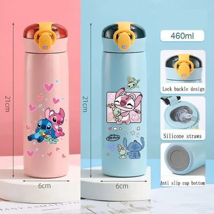 Portable Stainless Steel Bottle Straw Thermal Cup 460ml Cute