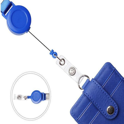 PU Leather Badge Holder with Retractable Lanyard ID Card Holder