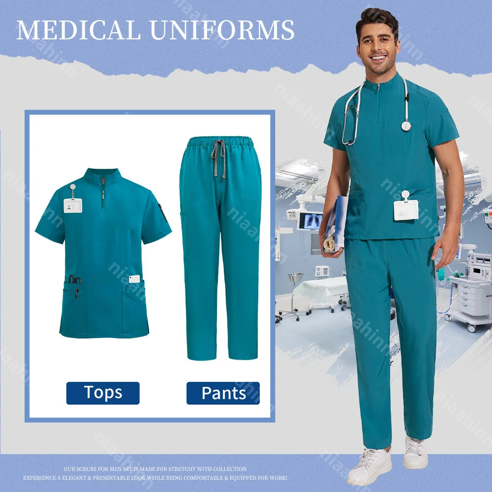 Medical Clothing for Men Hospital Uniform Scrub Suit Men Surgical Work Clothes