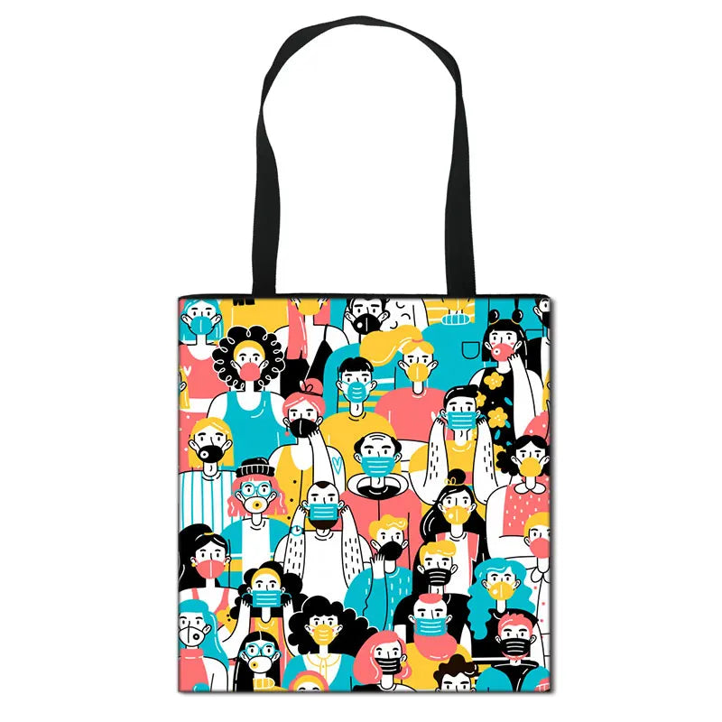 Thank You Doctor & Nurse Women Totes Nurse Angel with Wings Fashion Handbag Girls with Crown Canvas Shoulder Bag Shopping Bags