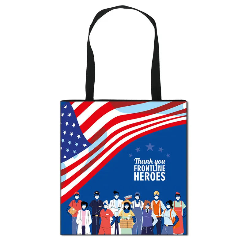 Thank You Doctor & Nurse Women Totes Nurse Angel with Wings Fashion Handbag Girls with Crown Canvas Shoulder Bag Shopping Bags