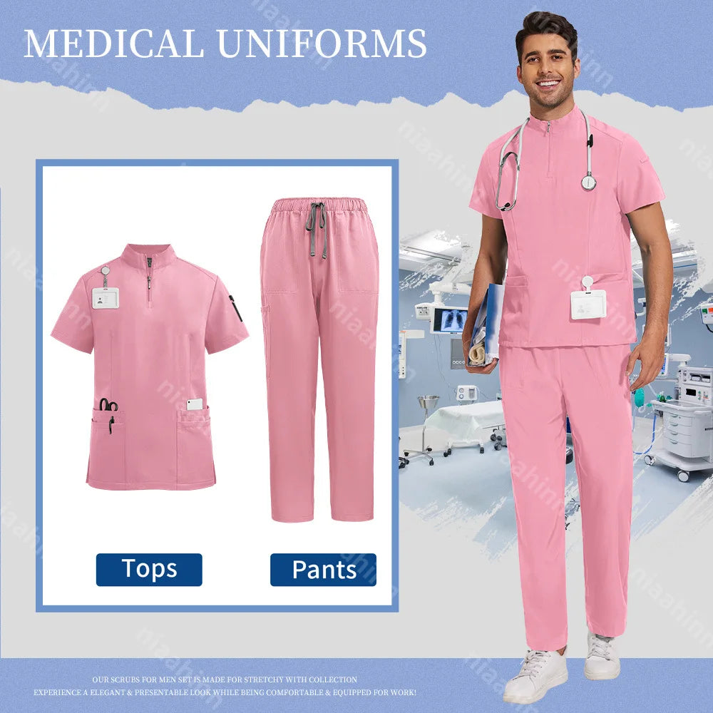 Medical Clothing for Men Hospital Uniform Scrub Suit Men Surgical Work Clothes