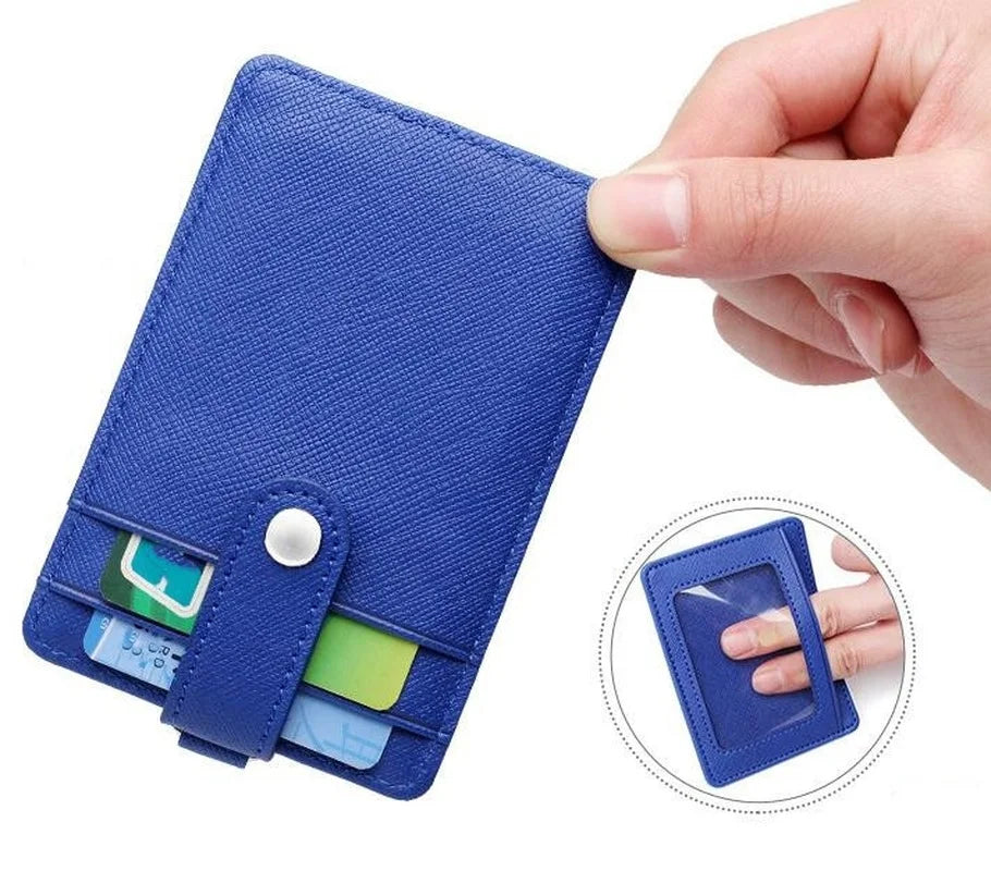 PU Leather Badge Holder with Retractable Lanyard ID Card Holder