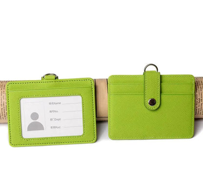 PU Leather Badge Holder with Retractable Lanyard ID Card Holder