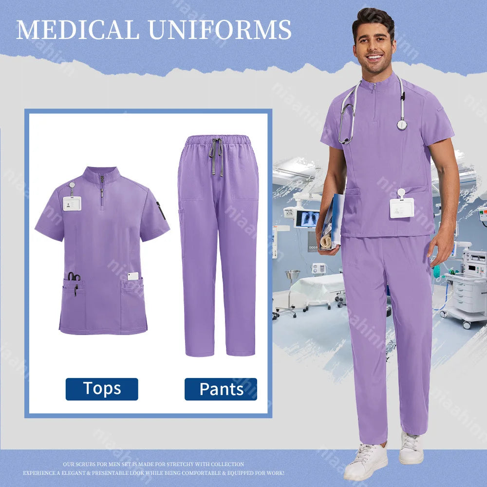 Medical Clothing for Men Hospital Uniform Scrub Suit Men Surgical Work Clothes