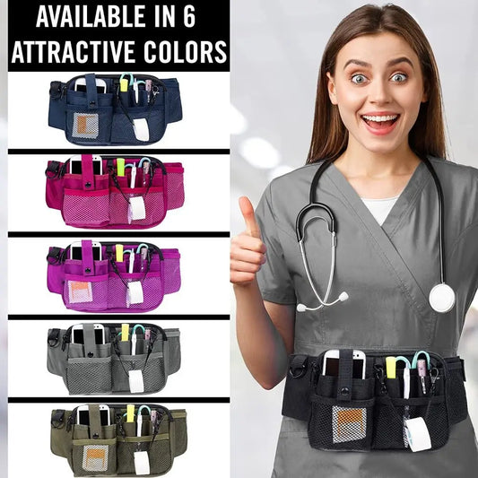 Multi Compartment Nursing Bag Pocket Belt Organizer, Nurse Fanny Pack with Pack Pocket Organiser, Nurse Pouch Waist Bag