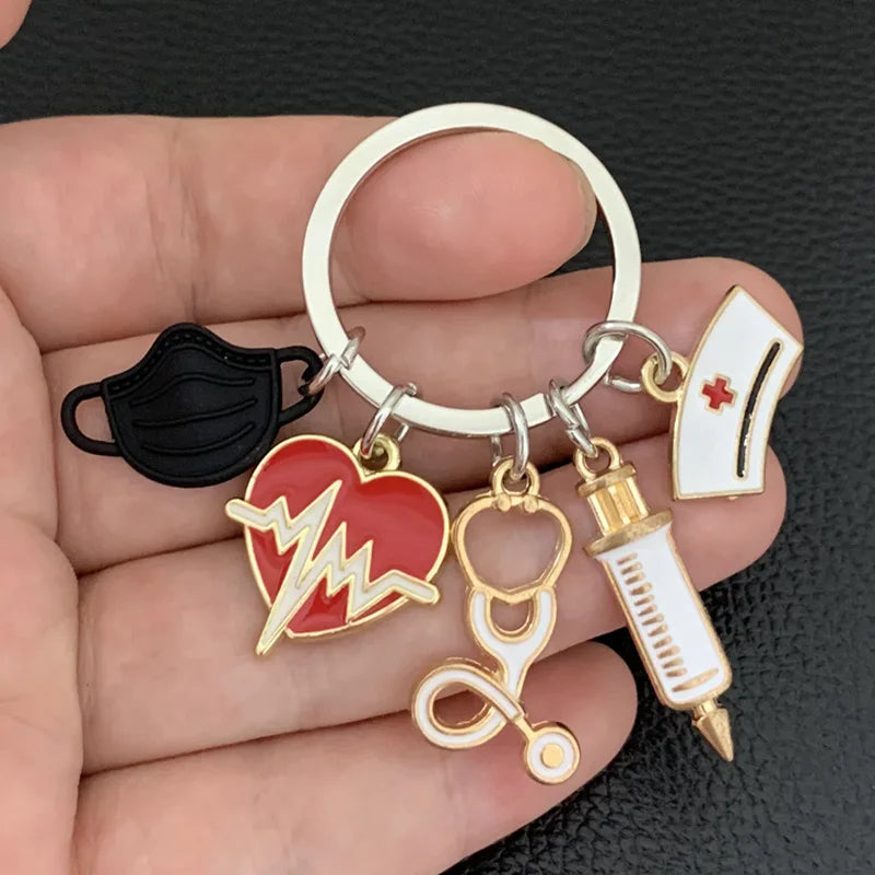 Medical Tool Doctor Keychain Heartbeat Charm