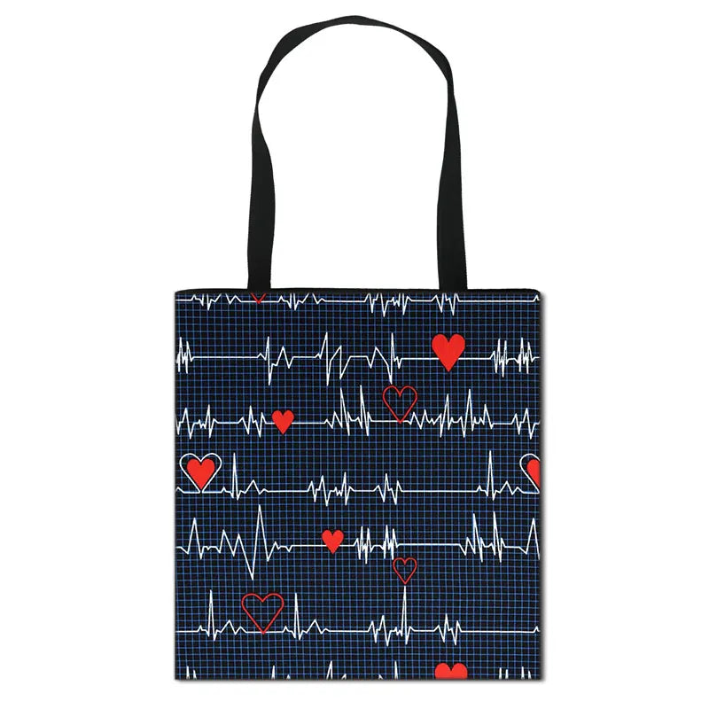 Thank You Doctor & Nurse Women Totes Nurse Angel with Wings Fashion Handbag Girls with Crown Canvas Shoulder Bag Shopping Bags