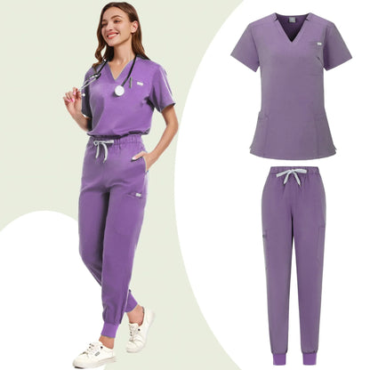 Beauty Salon Workwear Women Short Sleeved Spa Uniforms Dentist Healthcare Nurse Clothes