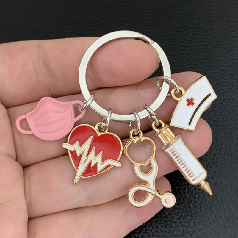 Medical Tool Doctor Keychain Heartbeat Charm