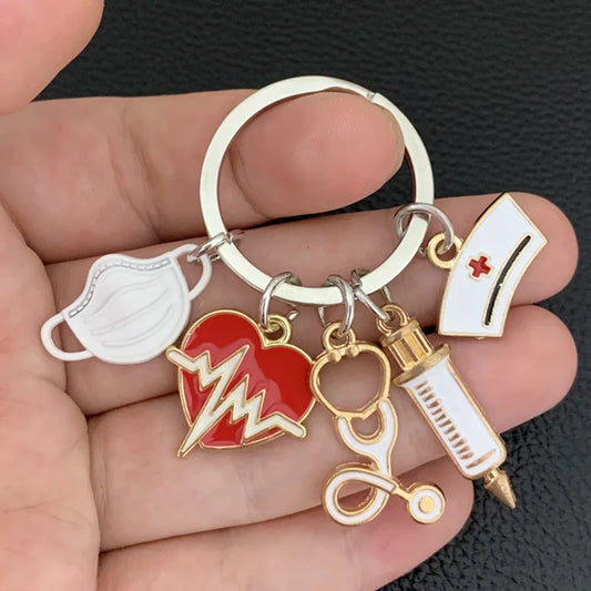 Medical Tool Doctor Keychain Heartbeat Charm