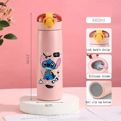 Portable Stainless Steel Bottle Straw Thermal Cup 460ml Cute