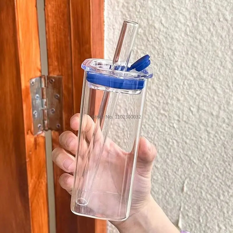 Glass with Large Straw Heat Resistant Water Cups