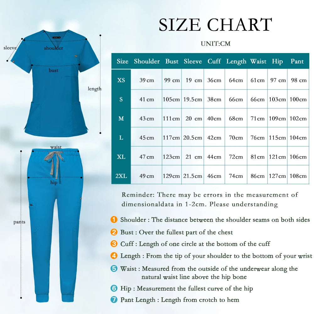 Hospital Doctor Nursing Set Unisex Casual Jogger Suits Short Sleeved V-neck