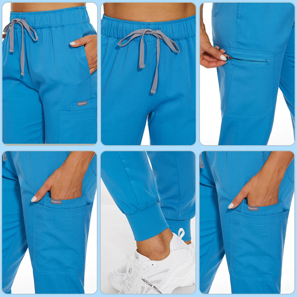 Hospital Doctor Nursing Set Unisex Casual Jogger Suits Short Sleeved V-neck